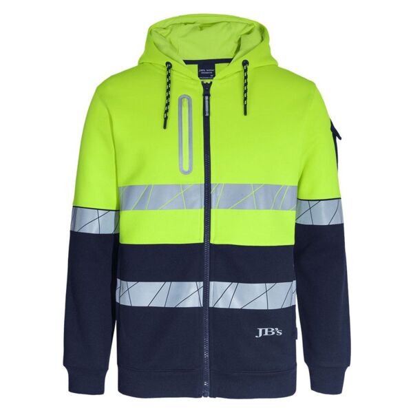 Mens 450g Hi Vis Full Zip Hoodie with Fragmented Tape Thumbnail