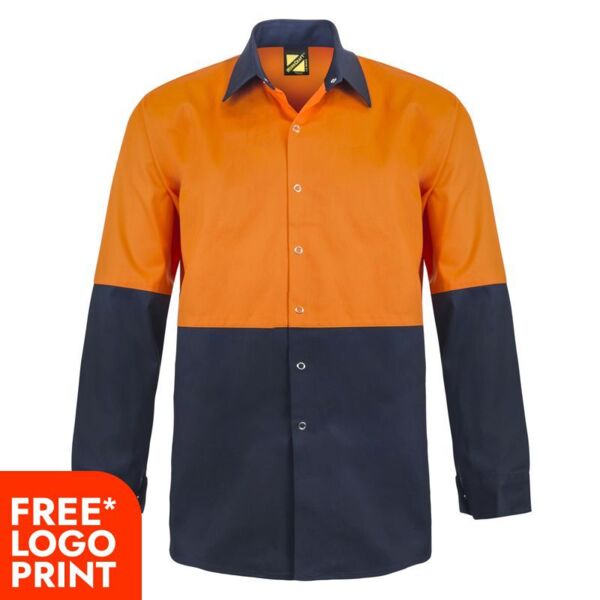 Mens Long Sleeve Two Tone Hi Vis Shirt With Studs Thumbnail